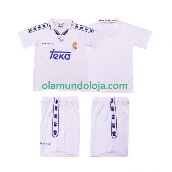 Camisola Real Madrid 1996 Retro Criança Equipamento Primeiro 1994 Manga Curta